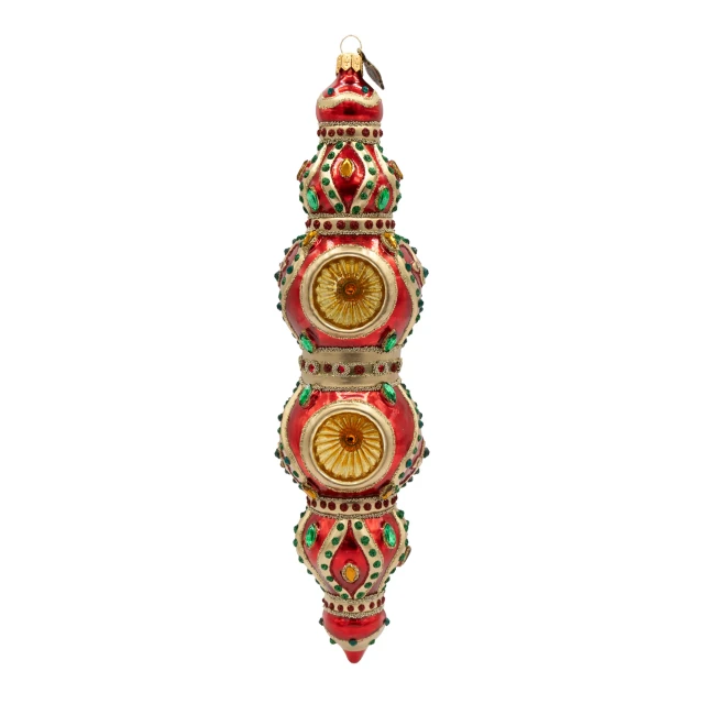 Jay Strongwater Jewel Icicle Ornament - Red and Gold