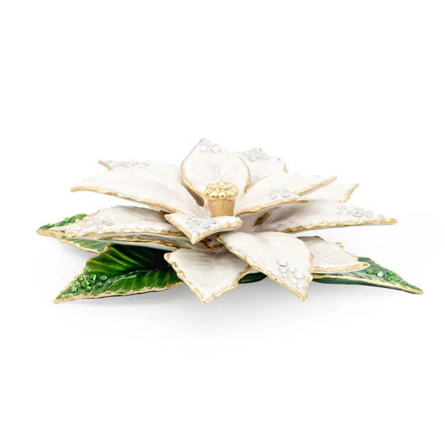 Jay Strongwater White Poinsettia Objet