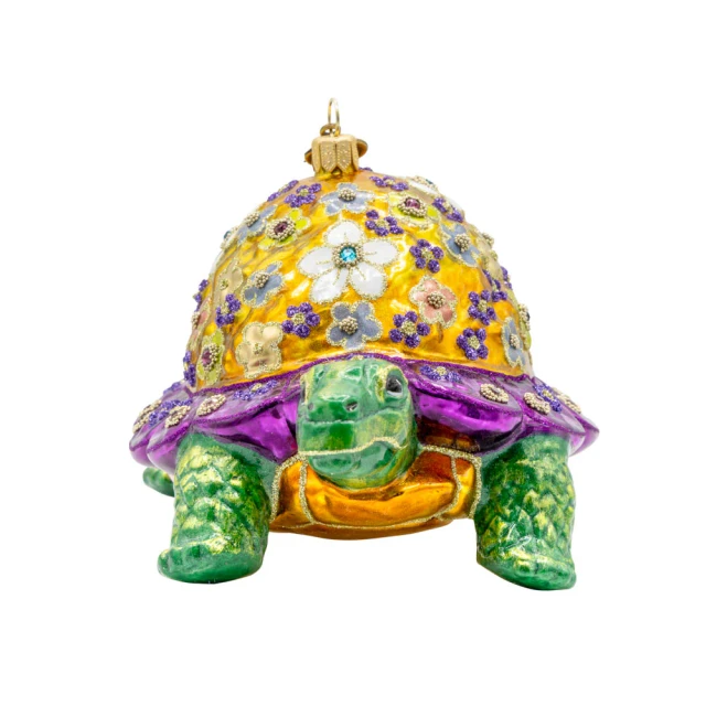 Jay Strongwater Floral Terrapin Glass Ornament
