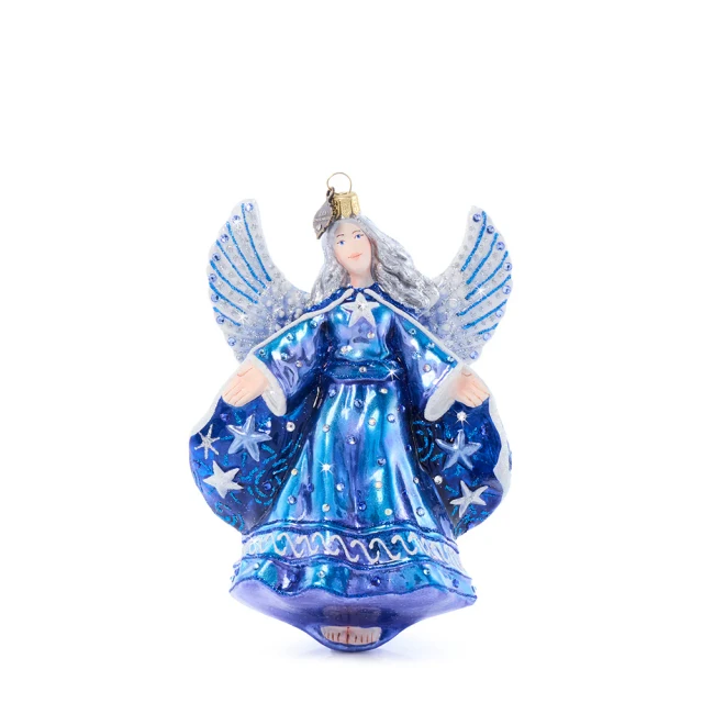 Jay Strongwater Night Angel Glass Ornament
