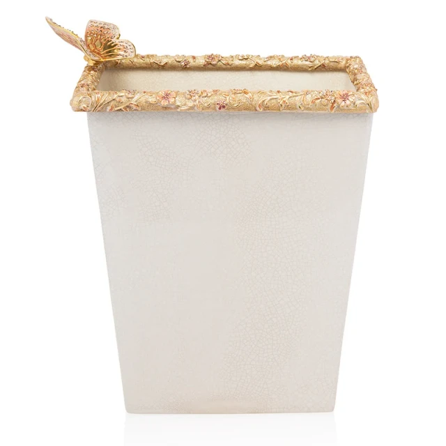 Jay Strongwater Farah Butterfly & Floral Wastebasket