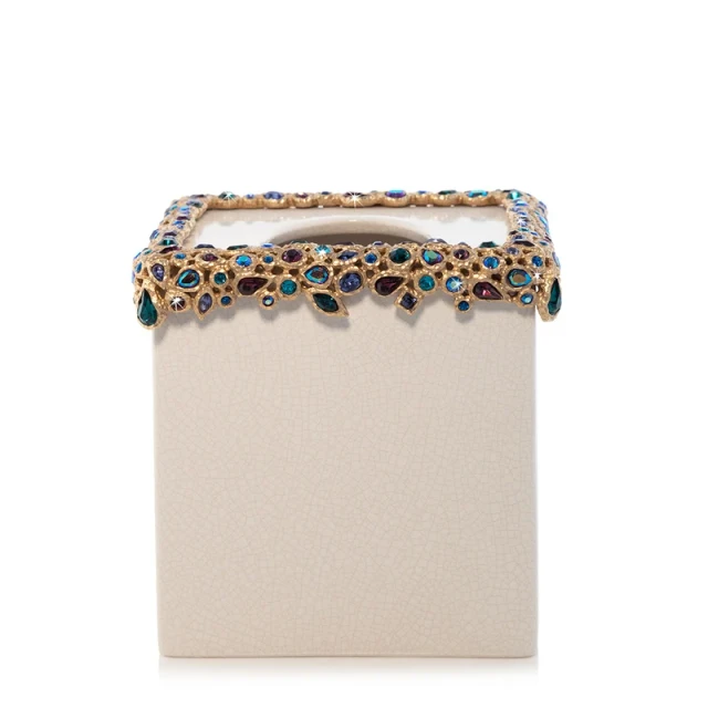 Jay Strongwater Emerson Bejeweled Tissue Box - Peacock