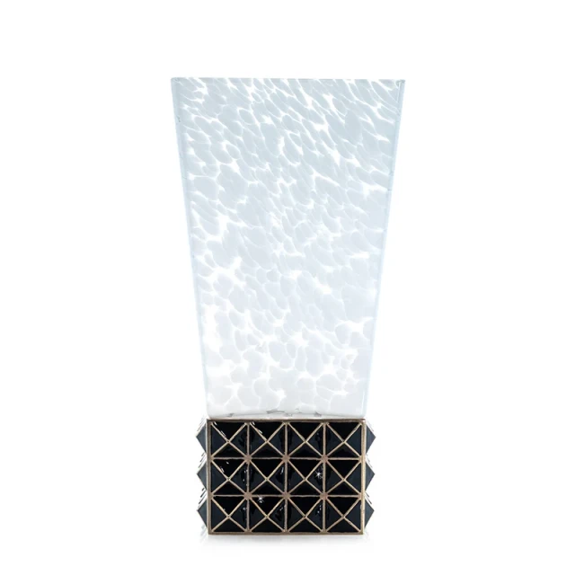 Jay Strongwater Opus Pyramid 10" Vase - Black Onyx