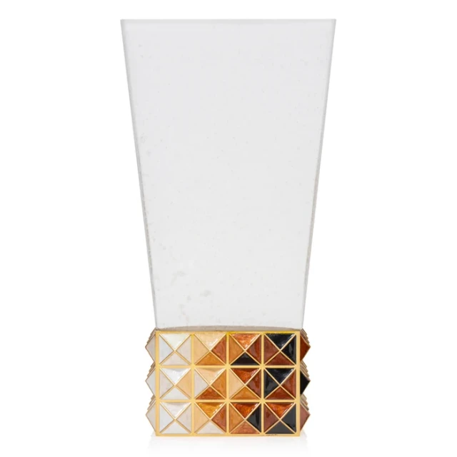 Jay Strongwater Opus Pyramid 10" Vase - Topaz