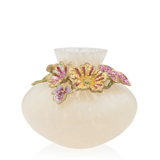Jay Strongwater Holland Leaf and Flower 5" Vase - Flora