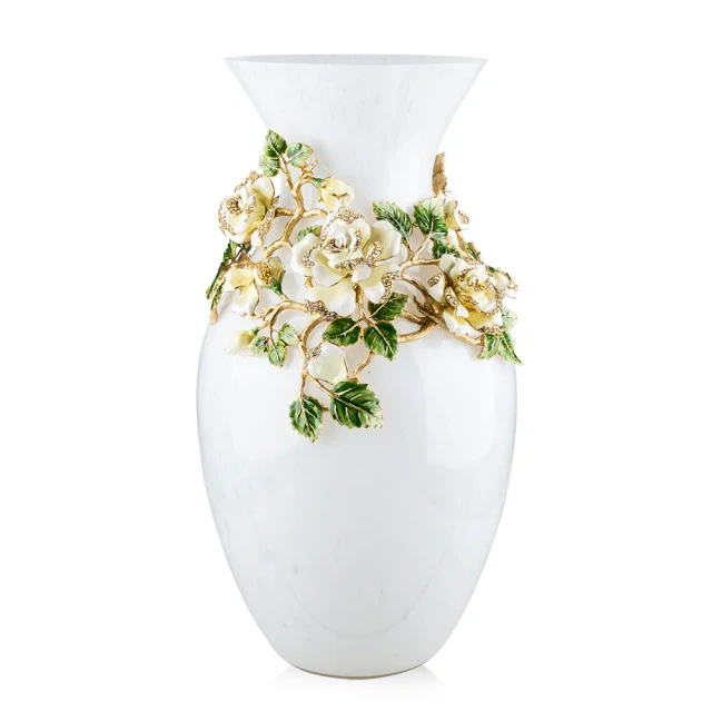 Jay Strongwater Gabrielle Grand Rose Yellow 19.25" Vase