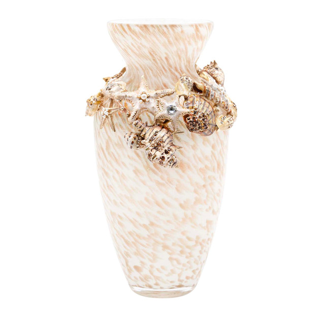 Jay Strongwater Nerina Tropical Shell 8" Vase