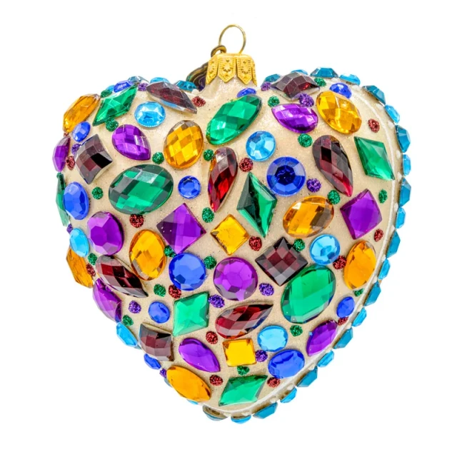 Jay Strongwater Bejeweled Heart Glass Ornament