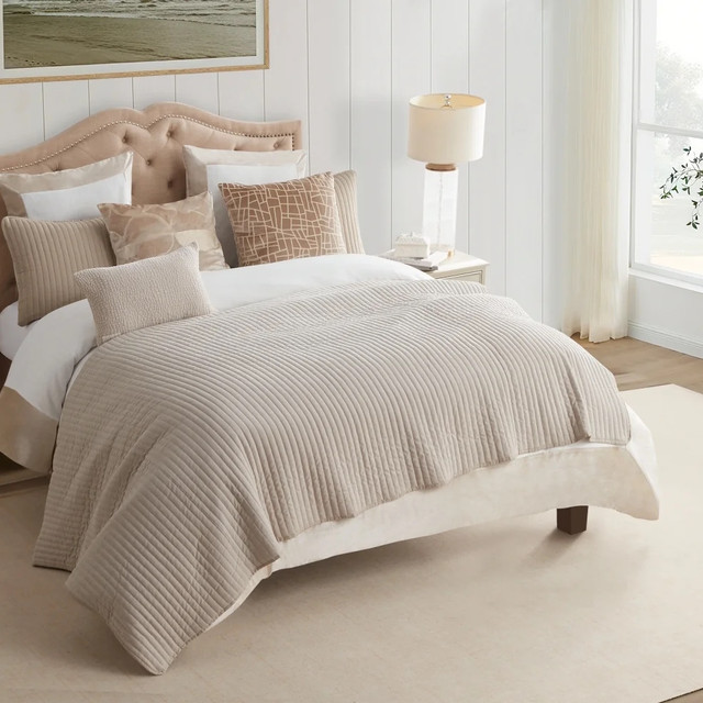 Cloud9 Design Mykonos Beige Linen Quilt Set