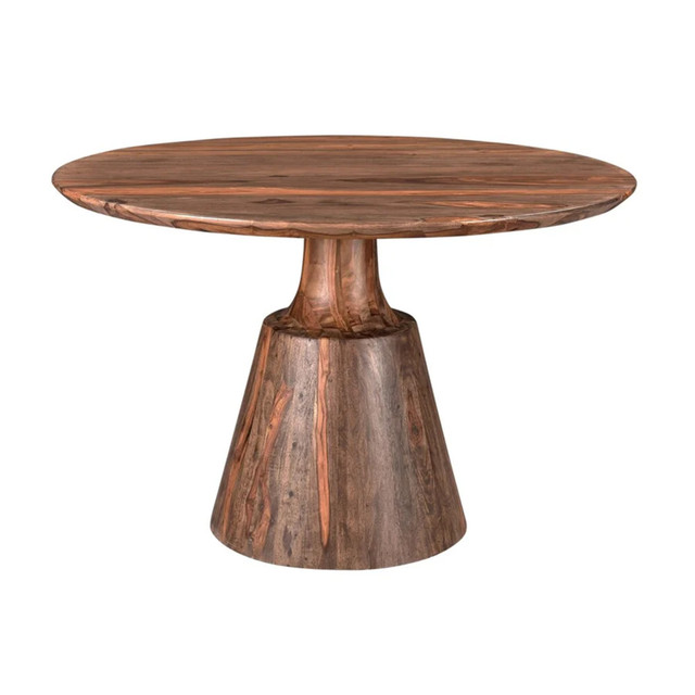 World Interiors - Acres 46" Sheesham Wood Round Dining in Brownstone