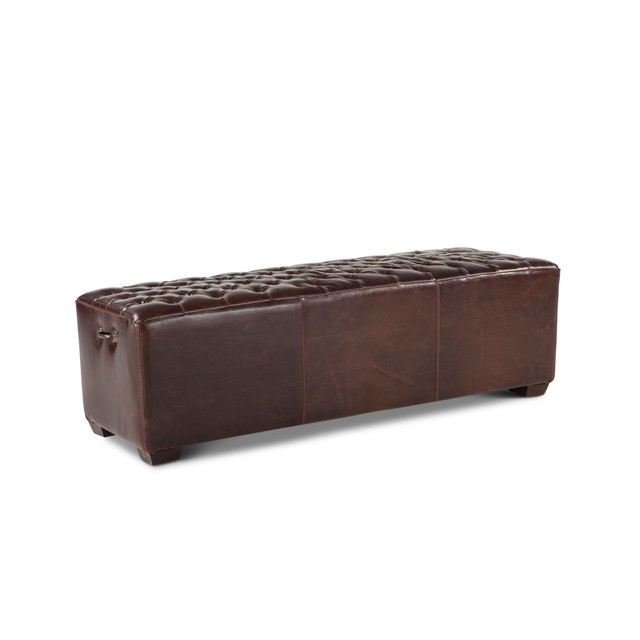 World Interiors - Arabella 59" Bench in Brown Leather