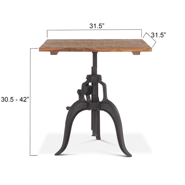 World Interiors - Artezia 30" Height Adjustable Crank Dining Table in Reclaimed Teak