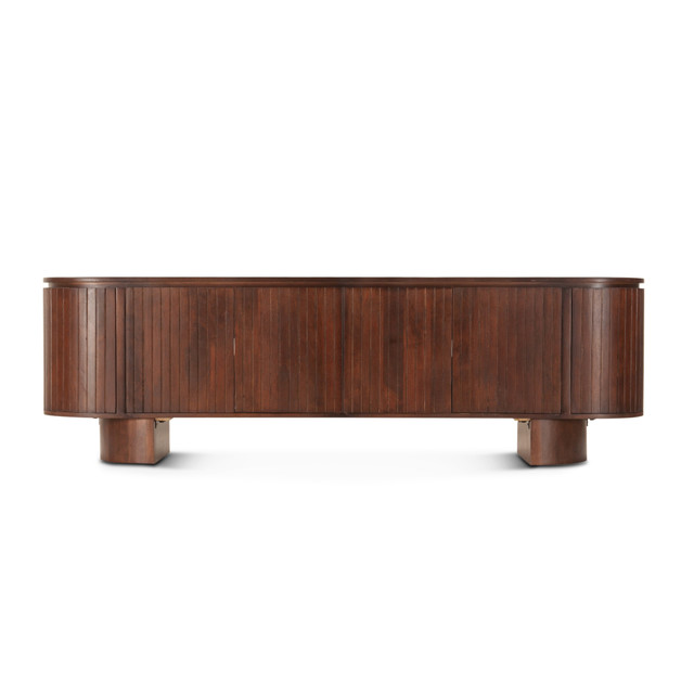 World Interiors - Athens 79" Media Cabinet in Aged Mahogany Finish