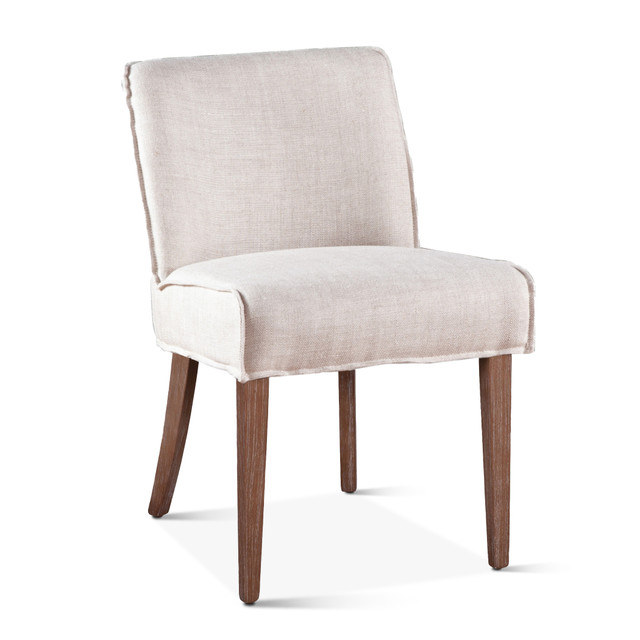 World Interiors - Avery Dining Chair in Off-White Linen with Natural Legs