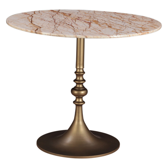 World Interiors - Bordeaux 36" Bistro Table in Retro Impulse Marble and Antique Gold Base