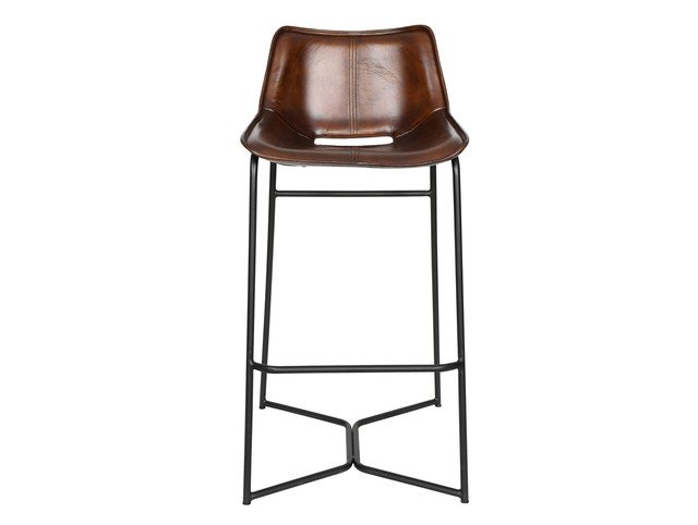 World Interiors - Brisbane Stanley Bar Chair in Hand Washed Chestnut Leather