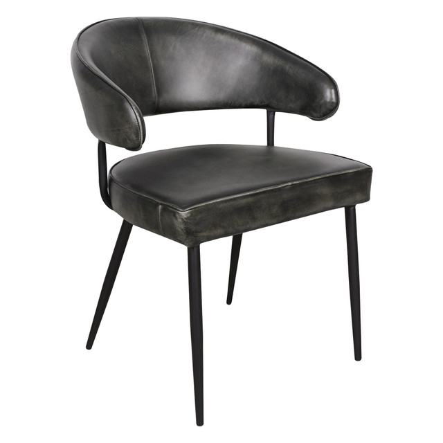 World Interiors - Brisbane Dover 23" Armchair in Weathered Black Leather