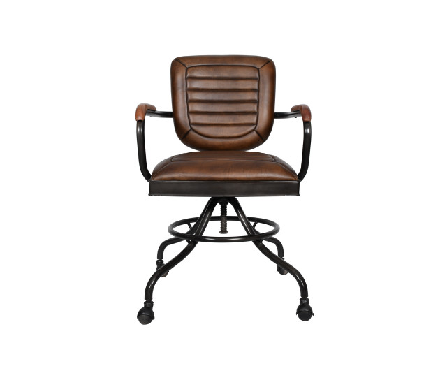 World Interiors - Brisbane Oden Desk Chair in Antique Whiskey Leather