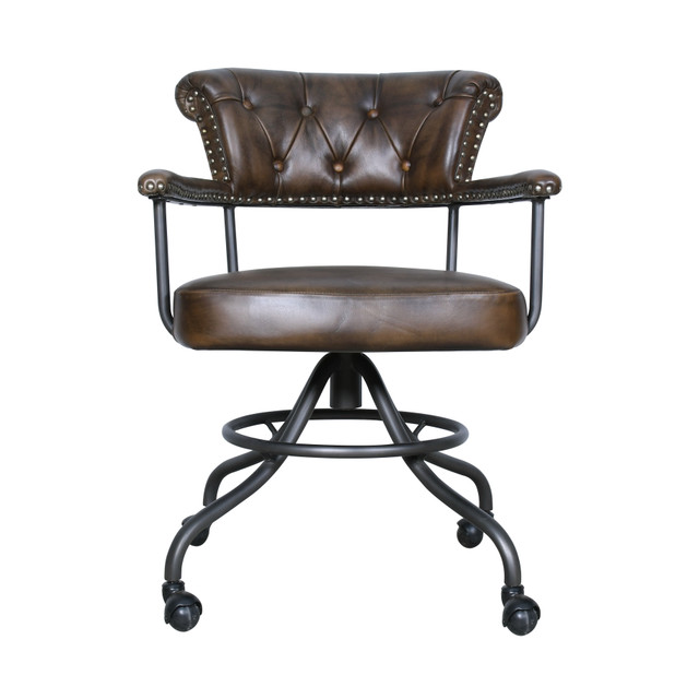 World Interiors - Brisbane Chesterfield Office Chair in Antique Whiskey Leather