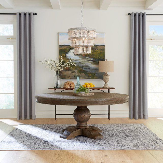World Interiors - Chatham Downs 54" Round Dining Table in Weathered Teak Finish
