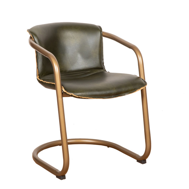 World Interiors - Chiavari Leather Dining Chair in Emerald Green