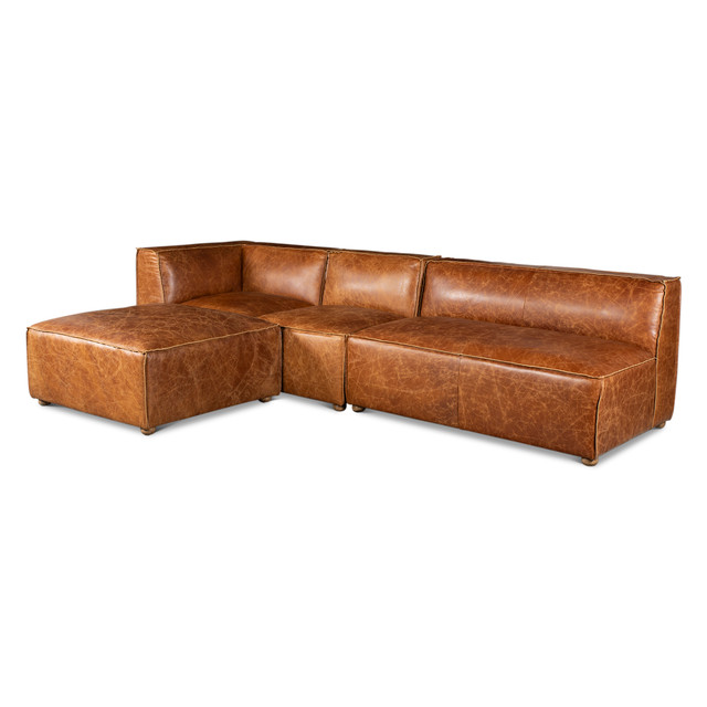 World Interiors - Chiavari Loft 112" Sectional Sofa in Cocoa Brown Leather