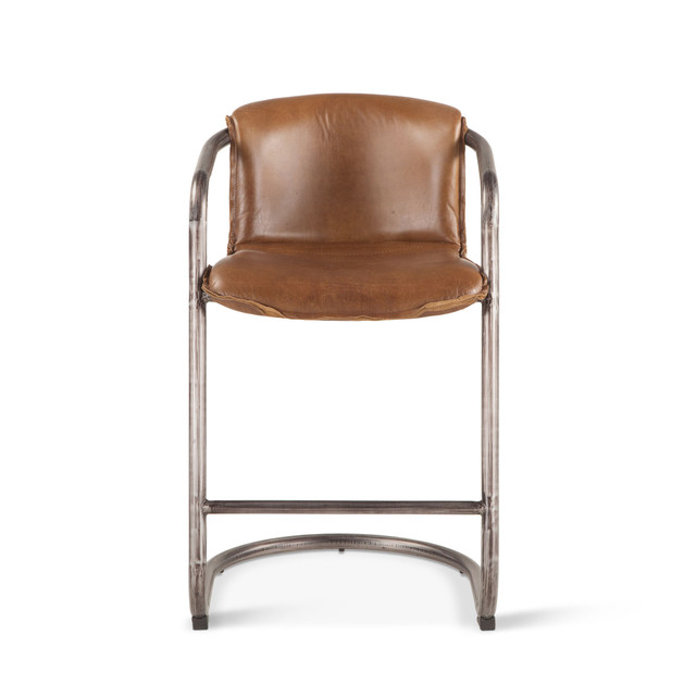 World Interiors - Chiavari Leather Counter Chairs in Chestnut