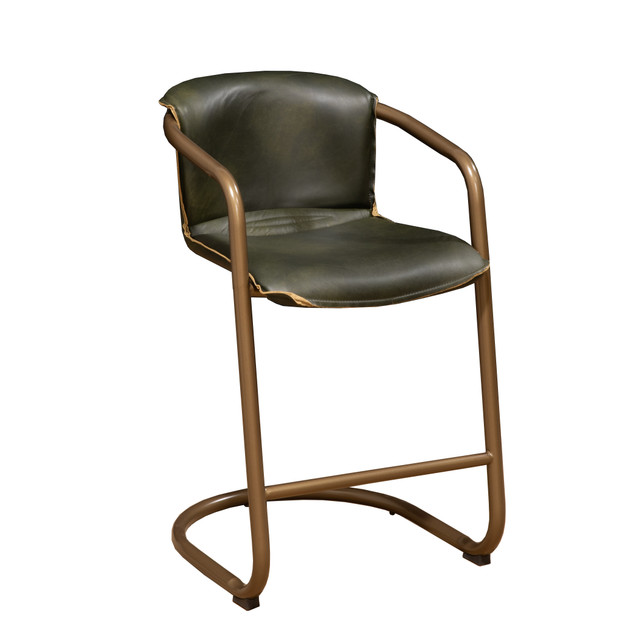 World Interiors - Chiavari Leather Counter Chair in Emerald Green