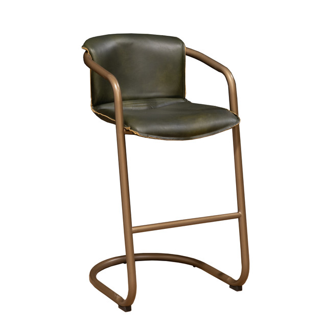 World Interiors - Chiavari Leather Bar Chair in Emerald Green