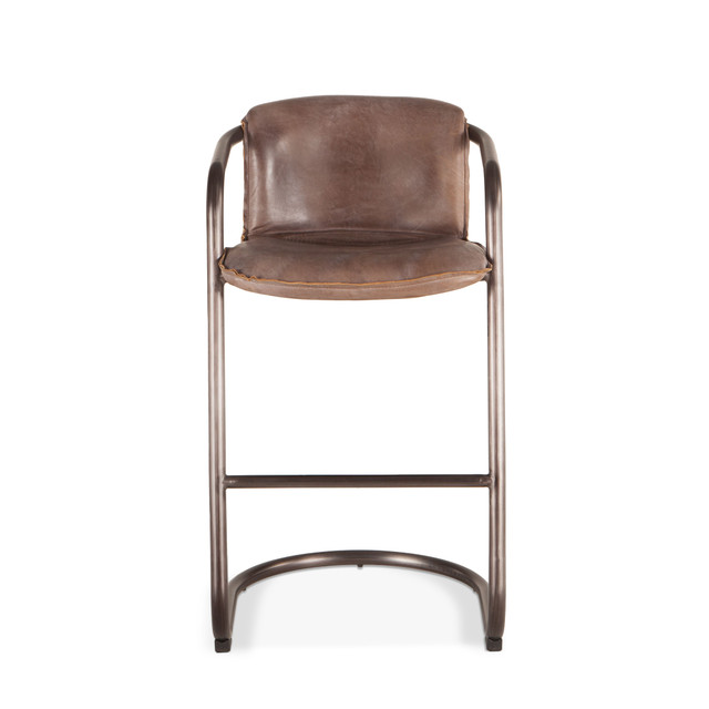 World Interiors - Chiavari Leather Bar Chair in Jet Brown
