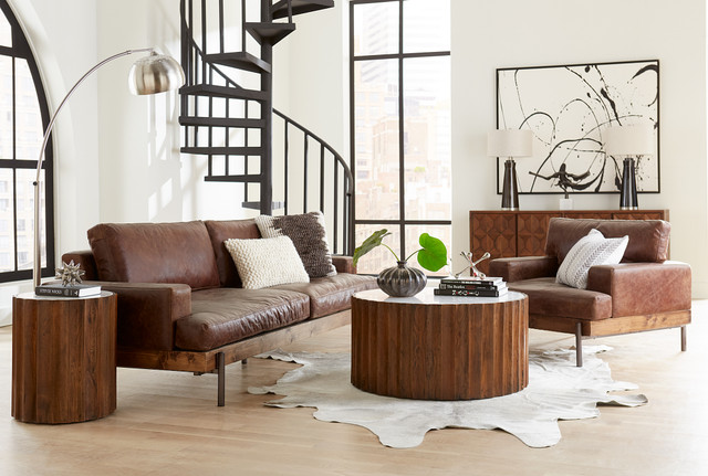 World Interiors - Chiavari Leather Sofa in Geisha Brown