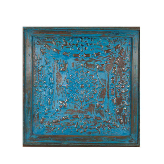 World Interiors - Curio 28" Square Iron Ceiling Panel in Antique Blue
