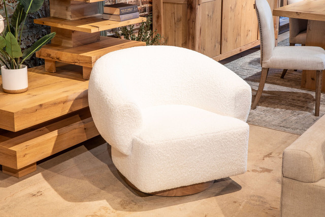 World Interiors - Florence Accent Chair in Cream Boucle Fabric