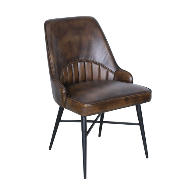World Interiors - Galway Dining Chair in Antique Whiskey Leather