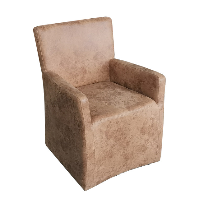World Interiors - Lily 25" Tan Leather Wheeled Arm Chair