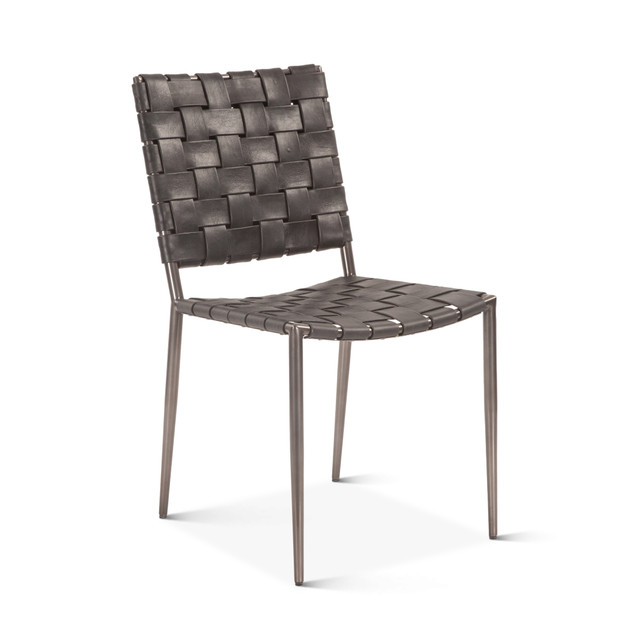 World Interiors - Lund Dining Chair in Black Buffalo Leather and Iron