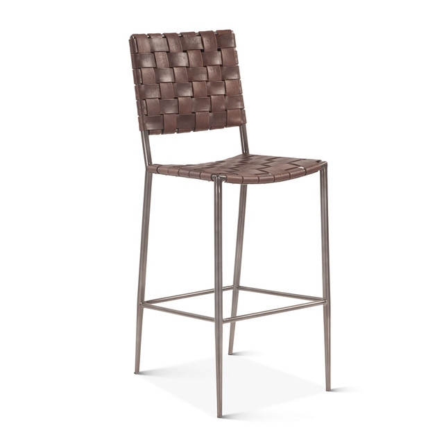 World Interiors - Lund 17in Buffalo Leather and Iron Bar Chair Brown