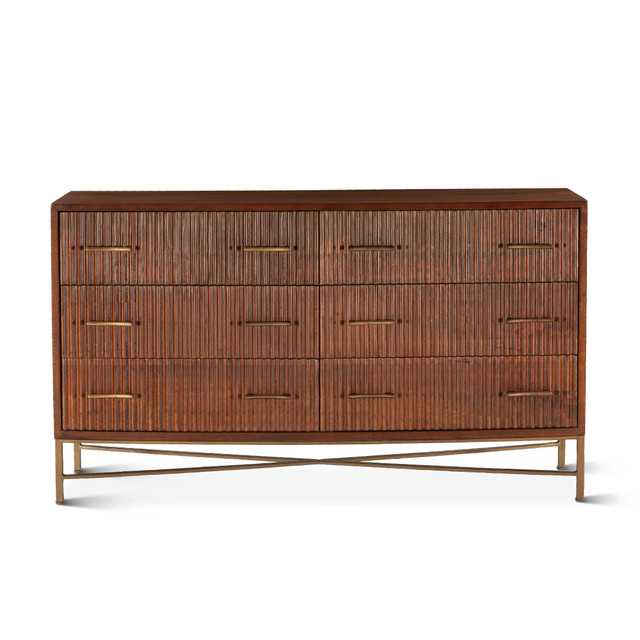 World Interiors - Manhattan Retro Mid Century Acacia Wood Dresser