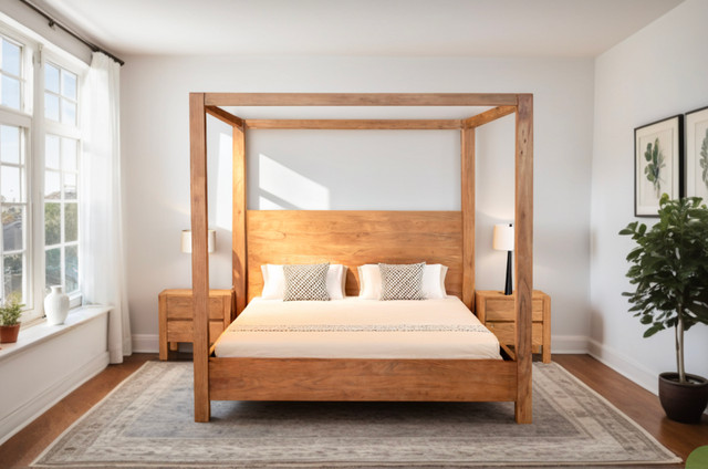 World Interiors - Mesa Canopy King Bed in Brushed Acacia