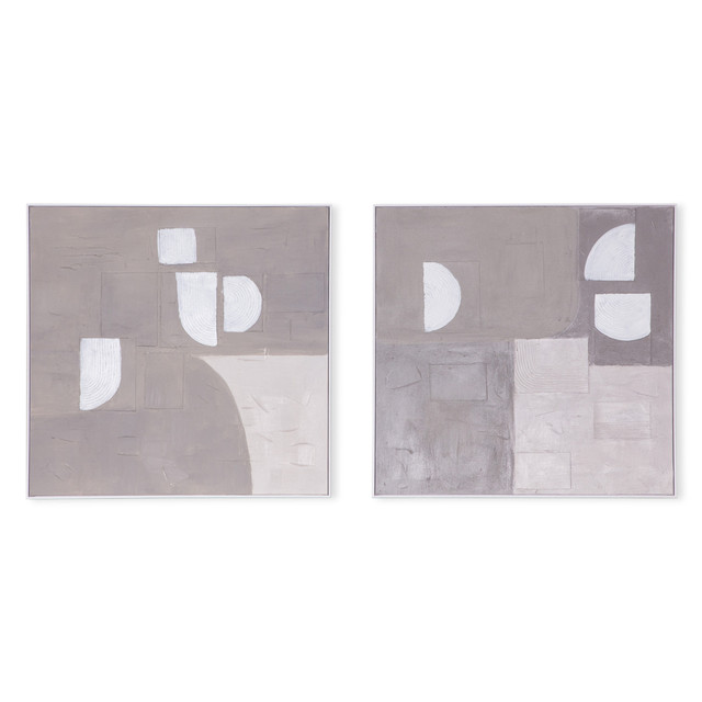 World Interiors - Fragmented Harmony Hand Painted Framed Diptych