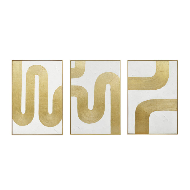 World Interiors - Pulse Pattern Hand Painted Framed Triptych