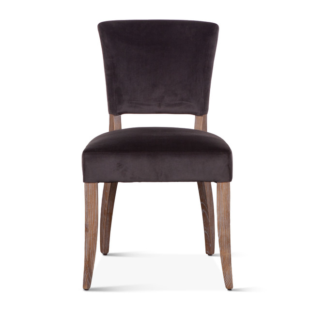 World Interiors - Portia Side Chair in Asphalt Velvet with Napoleon Legs