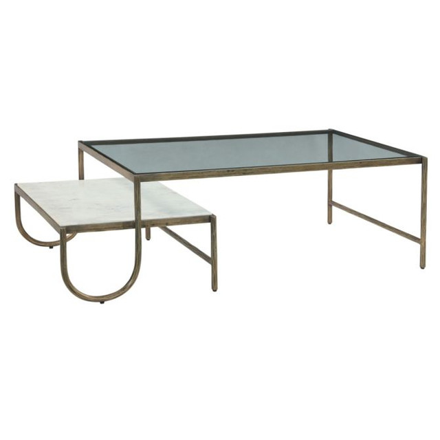 World Interiors - Sonoma 52" Nesting Coffee Table with Glass and Marble Top