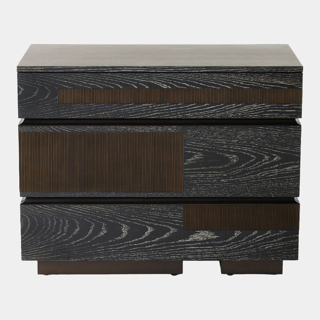 Global Views Brazil Chest - Black Cerused Oak & Bronze