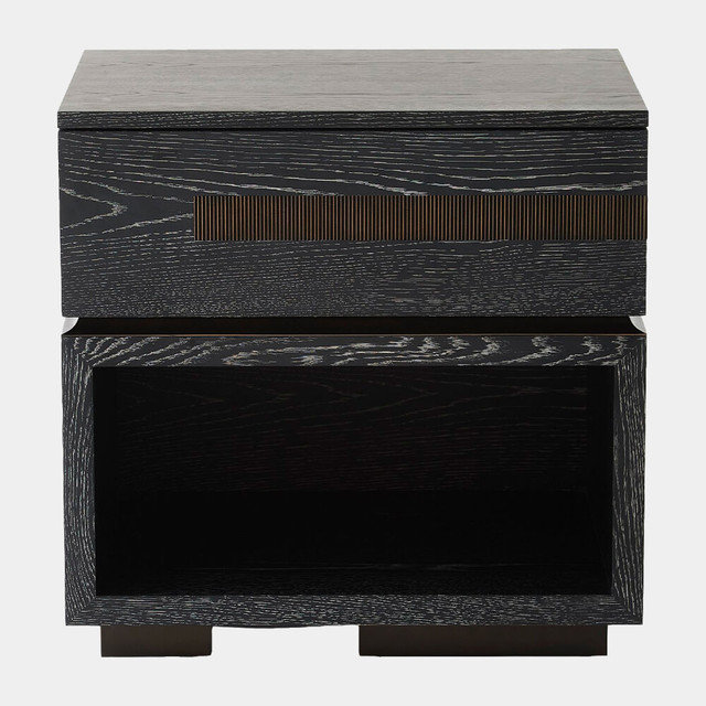 Global Views Brazil Right Bedside Chest - Black Cerused Oak
