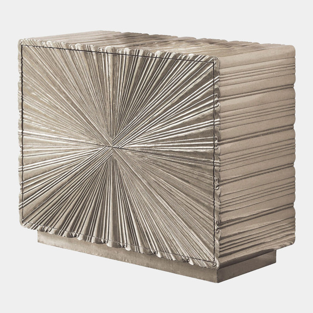 Global Views Linenfold Two-Drawer Chest - Silver