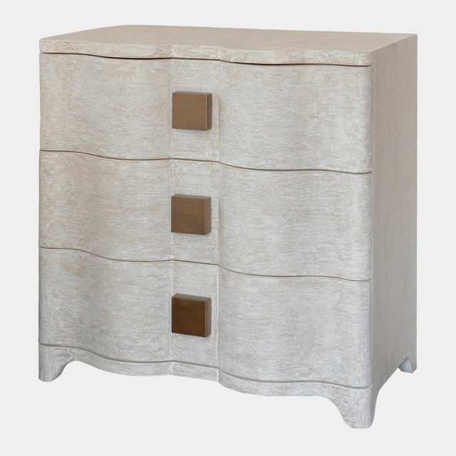 Global Views Toile Linen Bedside Chest - Belgian Linen & White Oak