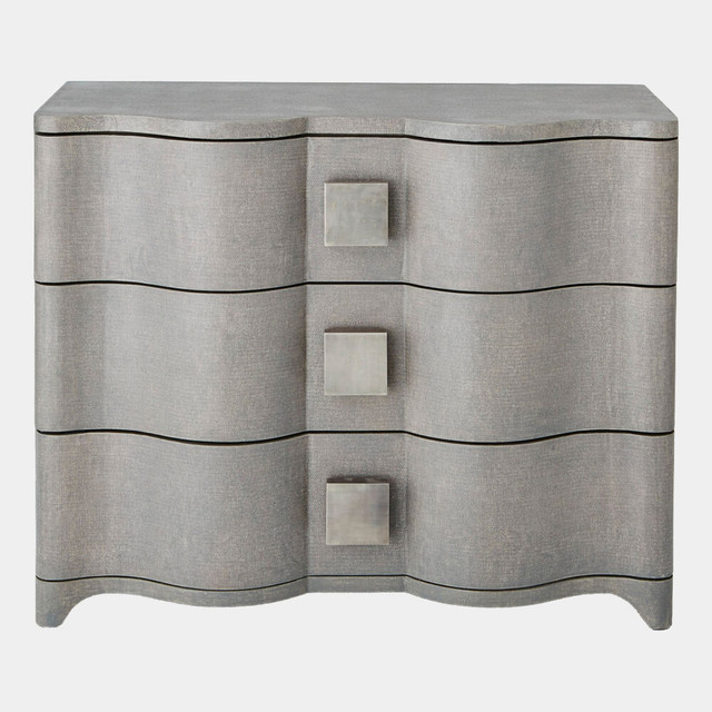Global Views Toile Linen Chest - Gray Belgian Linen & Antique Nickel 