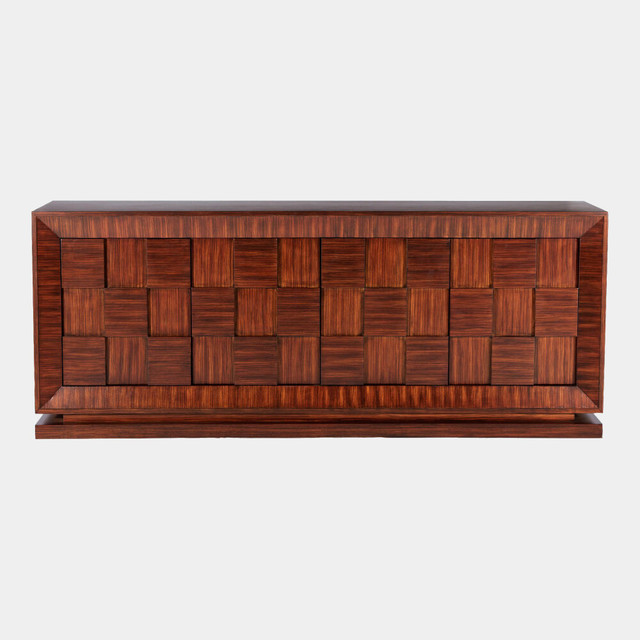 Global Views Trousdale Quad Block Chest - Zebra Wood Veneer