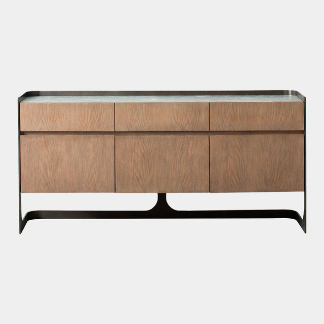 Global Views Element Media Cabinet - American Oak & Spanish Marble